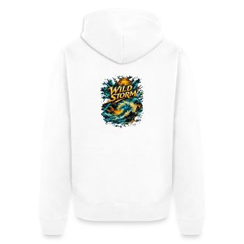 Wild Storm Sea-like Kraft - Unisex Premium Bio Zip Hoodie - Weiß - Hinten - Thijin (182cm)