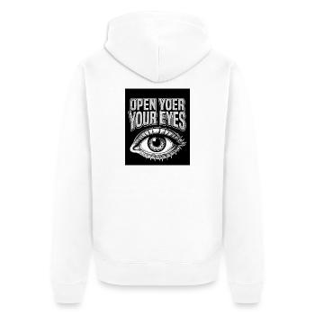 Graphique Ouvre les yeux - Veste à capuche bio Premium Unisexe - blanc - Dos - Thijin (182cm)