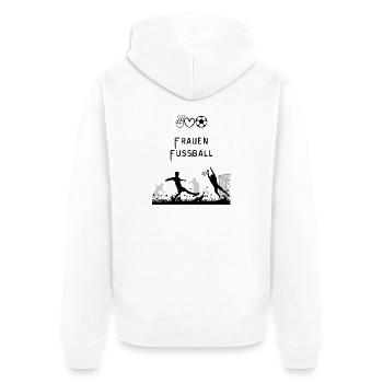 Fußballsilhouette vor dem Tor - Unisex Premium Bio Zip Hoodie - Weiß - Hinten - Thijin (182cm)
