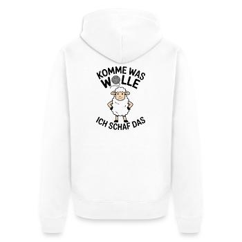 KOMME WAS WOLLE ICH SCHAF DAS - Jeu de mots drôle - Veste à capuche bio Premium Unisexe - blanc - Dos - Thijin (182cm)