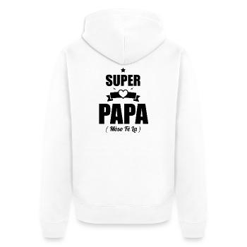 Super Papa Geschenk – Mòso Fè La T-Shirt - Unisex Premium Bio Zip Hoodie - Weiß - Hinten - Thijin (182cm)