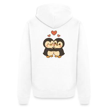 Amour du couple pingouin - Veste à capuche bio Premium Unisexe - blanc - Dos - Thijin (182cm)