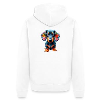Dackel Dachshund Tekel - Unisex Premium Bio Zip Hoodie - Weiß - Hinten - Thijin (182cm)