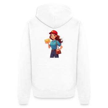Postbotin / Briefträgerin - Unisex Premium Bio Zip Hoodie - Weiß - Hinten - Thijin (182cm)
