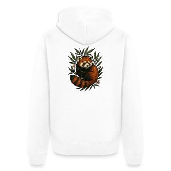 Red Panda in Foliage Vintage - Unisex Premium Organic Zip Hoodie - white - Back - Thijin (182cm)