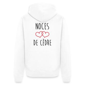 Noces de cèdre – 49 ans de mariage - Veste à capuche bio Premium Unisexe - blanc - Dos - Thijin (182cm)