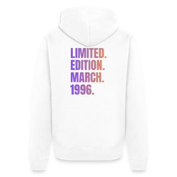 Limitierte Auflage März 1996 - Unisex Premium Bio Zip Hoodie - Weiß - Hinten - Thijin (182cm)
