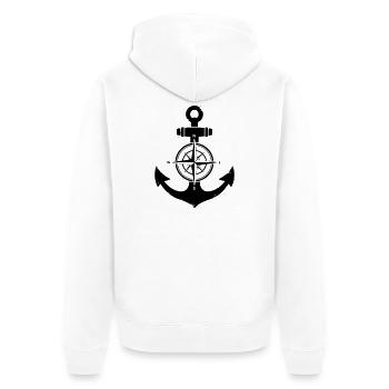 Anker Kompass Silhouette - Unisex Premium Bio Zip Hoodie - Weiß - Hinten - Thijin (182cm)