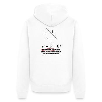 Lustiges Mathe-Motiv mit Pythagoras-Witz - Unisex Premium Bio Zip Hoodie - Weiß - Hinten - Thijin (182cm)