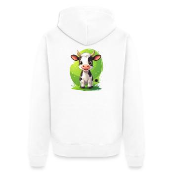 Niedliche Kuh - Unisex Premium Bio Zip Hoodie - Weiß - Hinten - Thijin (182cm)