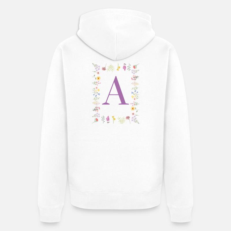 Initiale florale - Veste à capuche bio Premium Unisexe - blanc
