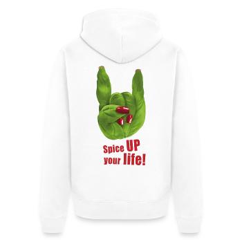 Spice UP your life - Basil - Rock 'n' Roll - Unisex Premium Organic Zip Hoodie - white - Back - Thijin (182cm)
