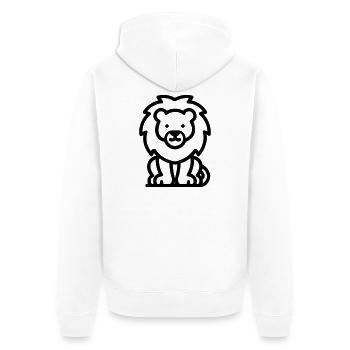 Löwe - Unisex Premium Bio Zip Hoodie - Weiß - Hinten - Thijin (182cm)