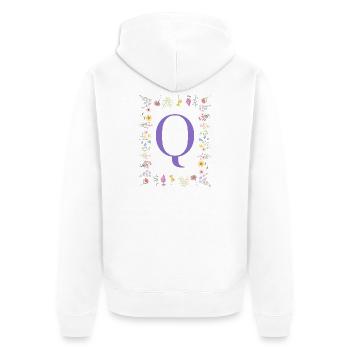 Monogramm "Q", florale Initialen - Unisex Premium Bio Zip Hoodie - Weiß - Hinten - Thijin (182cm)