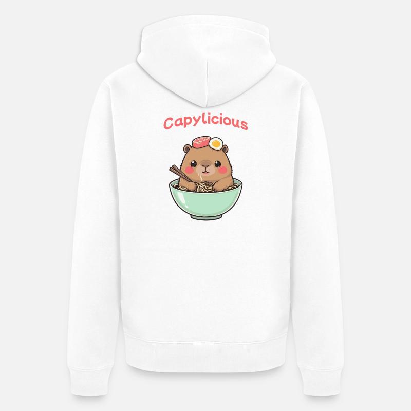 Ramen Capybara Rose – Chemise Mignonne Kawaii - Veste à capuche bio Premium Unisexe - blanc