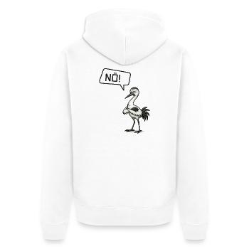 NÖ! Storch – Sturheit mit Federn Design - Unisex Premium Bio Zip Hoodie - Weiß - Hinten - Thijin (182cm)