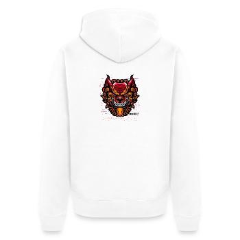 Neon-Drachen-Porträtfeuer - Unisex Premium Bio Zip Hoodie - Weiß - Hinten - Thijin (182cm)