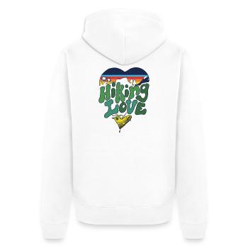 Wander- und Naturliebhaber - Unisex Premium Bio Zip Hoodie - Weiß - Hinten - Thijin (182cm)
