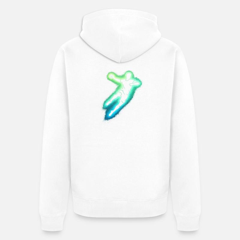 Silhouette de saut néon de handball - Veste à capuche bio Premium Unisexe - blanc