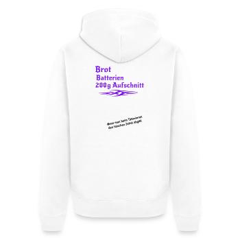 Tattoo falscher Zettel - Unisex Premium Bio Zip Hoodie - Weiß - Hinten - Thijin (182cm)