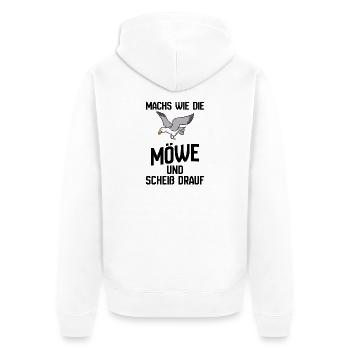 Seemöwe im Flug Cartoon-Design - Scheiß drauf - Unisex Premium Bio Zip Hoodie - Weiß - Hinten - Thijin (182cm)
