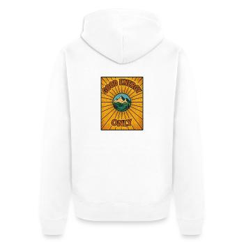 Good energy only mountain scenery - Unisex Premium Organic Zip Hoodie - white - Back - Thijin (182cm)