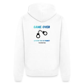 Team Bräutigam-JGA Männer Shirt - Unisex Premium Bio Zip Hoodie - Weiß - Hinten - Thijin (182cm)