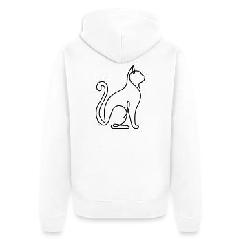 Chat minimaliste en ligne continue - Veste à capuche bio Premium Unisexe - blanc - Dos - Thijin (182cm)