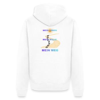 Mein Leben Mein Wille Mein Weg - Unisex Premium Bio Zip Hoodie - Weiß - Hinten - Thijin (182cm)