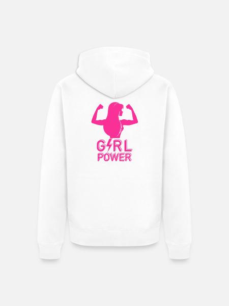 GIRL POWER Neon Silhouette - Unisex Premium Bio Zip Hoodie - Weiß