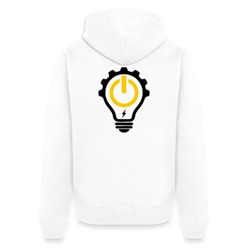 Elektriker Glühbirne Blitz und Zahnrad - Unisex Premium Bio Zip Hoodie - Weiß - Hinten - Thijin (182cm)