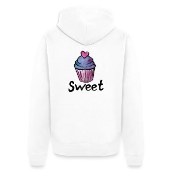 Pastell-Cupcake-Herzglasur - Unisex Premium Bio Zip Hoodie - Weiß - Hinten - Thijin (182cm)