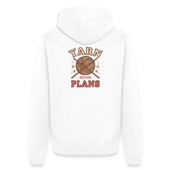 Garn vor Plänen - Unisex Premium Bio Zip Hoodie - Weiß - Hinten - Thijin (182cm)