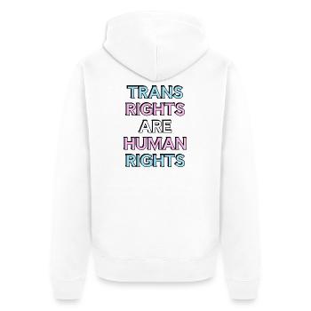Les droits trans sont des droits humains - Fierté trans - Veste à capuche bio Premium Unisexe - blanc - Dos - Thijin (182cm)