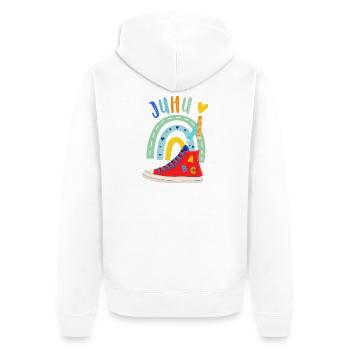 Schulkind  - Unisex Premium Bio Zip Hoodie - Weiß - Hinten - Thijin (182cm)