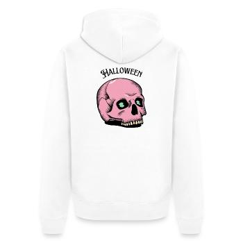Pink Skull Halloween Totenkopf Gothic Geschenk - Unisex Premium Bio Zip Hoodie - Weiß - Hinten - Thijin (182cm)