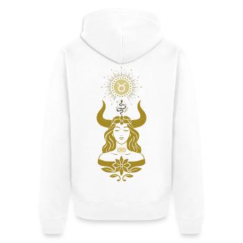 Taurus Woman – Astrology Gift - Unisex Premium Organic Zip Hoodie - white - Back - Thijin (182cm)