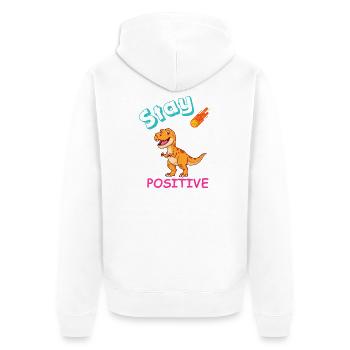 Sternenpositiver Dino-Meteor - Unisex Premium Bio Zip Hoodie - Weiß - Hinten - Thijin (182cm)
