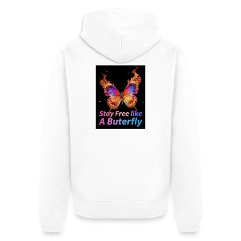 Stay Free Like A Butterfly - Unisex Premium Bio Zip Hoodie - Weiß - Hinten - Thijin (182cm)