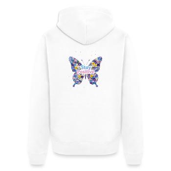 Floral Butterfly Stay Positive - Unisex Premium Organic Zip Hoodie - white - Back - Thijin (182cm)