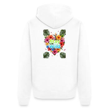 Stay Wild Tropical Flowers - Unisex Premium Organic Zip Hoodie - white - Back - Thijin (182cm)