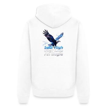 Vol d’aigle bleu avec puissance éclair - Veste à capuche bio Premium Unisexe - blanc - Dos - Thijin (182cm)