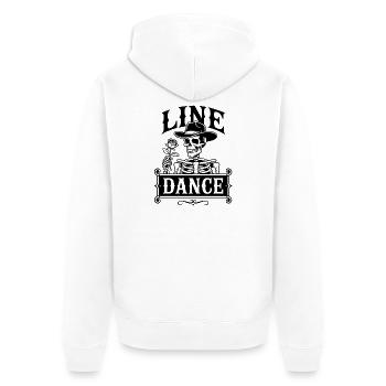 Line Dance Fan Skelett - Unisex Premium Bio Zip Hoodie - Weiß - Hinten - Thijin (182cm)