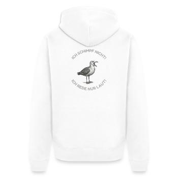 Ich schimpf nicht ich rede nur laut - Lustige Möwe - Unisex Premium Bio Zip Hoodie - Weiß - Hinten - Thijin (182cm)