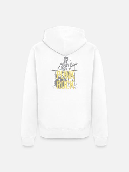 Punkrock-Skeleton-Schlagzeuger - Unisex Premium Bio Zip Hoodie - Weiß