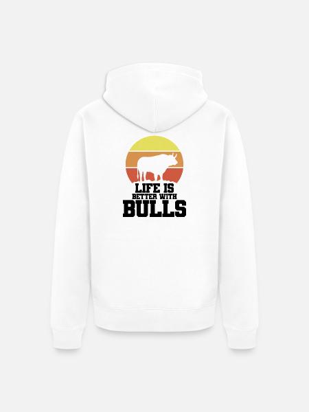 Stier Spruch Humor - Unisex Premium Bio Zip Hoodie - Weiß