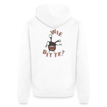Wie bitte  - Unisex Premium Bio Zip Hoodie - Weiß - Hinten - Thijin (182cm)