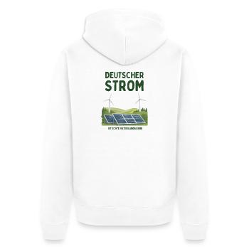 Deutscher Strom ist Vaterlandsliebe - Unisex Premium Bio Zip Hoodie - Weiß - Hinten - Thijin (182cm)