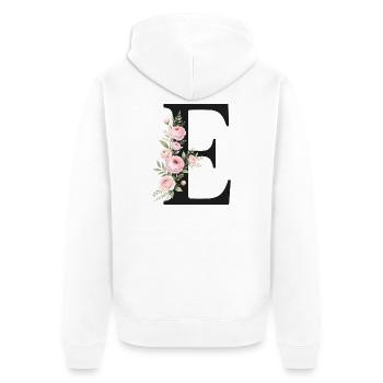 E Buchstabe Monogram Floral - Unisex Premium Bio Zip Hoodie - Weiß - Hinten - Thijin (182cm)