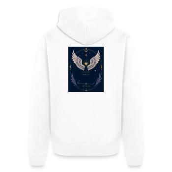Guardian Shadow Wings - Unisex Premium Bio Zip Hoodie - Weiß - Hinten - Thijin (182cm)
